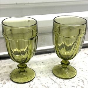 Vintage Libby Dura Tuff Gibraltar Green Ice Tea Glasses Goblets ,Water Glass